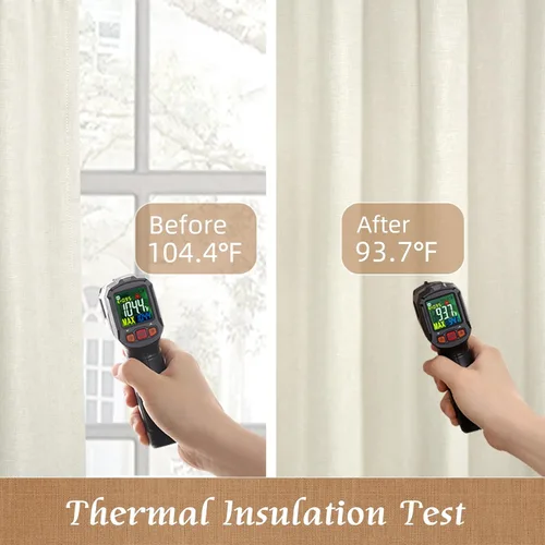 Vista 4 de LAMIT Cortinas opacas cortas de lino de 30 pulgadas para ventanas de cocina sobre el fregadero, cortinas de café texturizadas de lino marfil