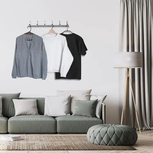 Vista 4 de Perchero de acero inoxidable para colgar en la pared, ganchos resistentes para chaquetas y abrigos, ropa, llaves, mochila y perchero para colgar