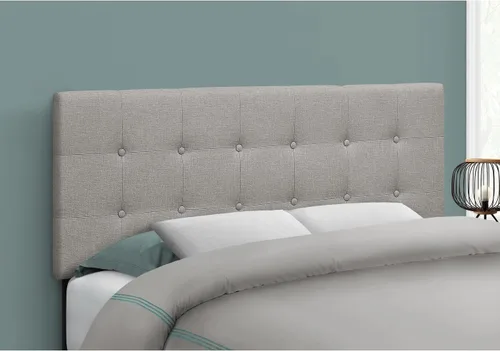 Vista 7 de Monarch Specialties I 6004F Cama de cabecero, tamaño matrimonial, dormitorio, tapizada, aspecto de lino, beige, de transición