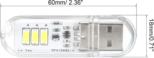 Vista 2 de PATIKIL 6000-6500K Mini luz LED USB, paquete de 2 unidades de 0.5 W portátil táctil noche LED Stick módulo de lámpara delgada para camping teclado