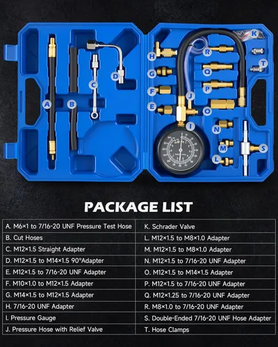 Vista 8 de Kit de prueba de presión de combustible Orion Motor Tech, probador de presión de combustible con manómetro de presión de combustible de 0-140 psi
