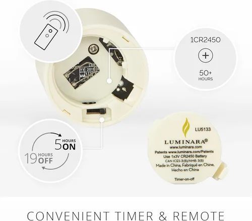 Vista 3 de Luminara Vela LED sin llama, 1.4 x 2 pulgadas, paquete de 2, marfil perla de plástico, llama real, funciona con pilas con función de temporizador