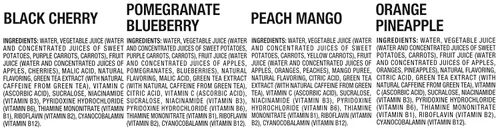 Vista 3 de V8 +Energy Variety Pack, Granada Arándano, Piña Naranja, Mango Melocotón, Cereza Negra, 8 Fl Oz (Paquete de 24)