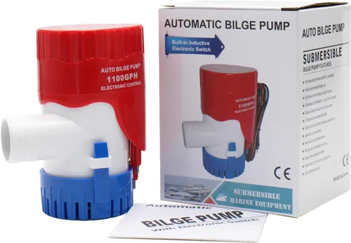 Vista 12 de Bomba de sentina automática para barco con interruptor de flotador, 12 V, 1100 GPH de bajo ruido, bombas de sentina automáticas de alta eficiencia