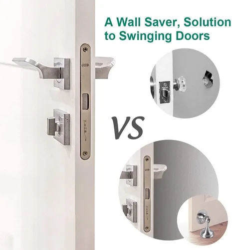 Vista 8 de KOLAKO Topes magnéticos para puerta, para montar en el suelo de la pared, soporte magnético de metal sólido, protector de pared de puerta