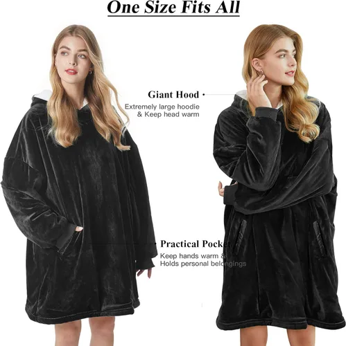 Vista 6 de Felicigeely Blanket Hoodie Wearable Blanket Sweatshirt Oversized Hooded Blanket Sweater Gift for Women