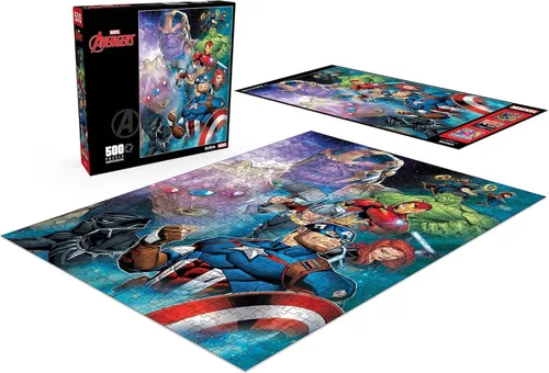 Vista 4 de Buffalo Games - Marvel - Thanos vs. The Avengers - Rompecabezas de 500 piezas para adultos - Rompecabezas desafiante perfecto para noches de juego