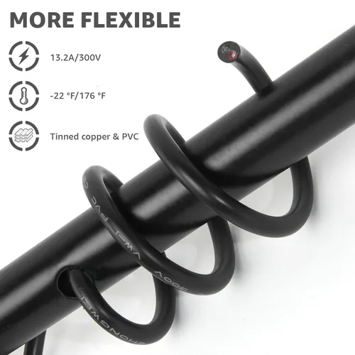 Vista 5 de AMZDEPOT Cable eléctrico de calibre 16, 2 conductores, cable de PVC trenzado de 30 pies 16 AWG, cable flexible de bajo voltaje de cobre estañado