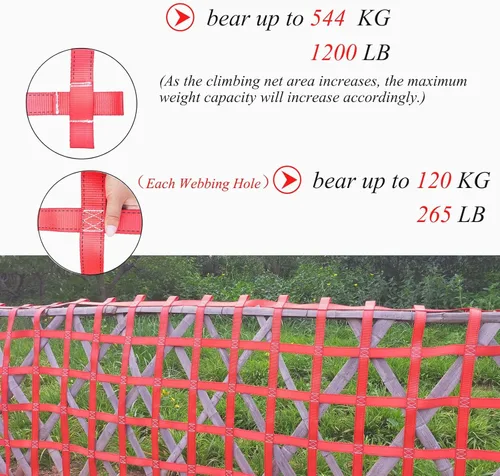 Vista 3 de Red de carga de escalada, red de carga para patio de juegos para campo de obstáculos Ninja Warrior, gimnasio de selva interior, escalera de cuerda