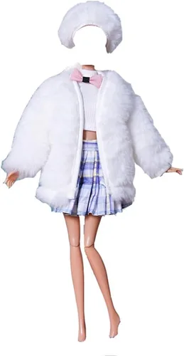 Vista 6 de Ropa de muñeca, 5 trajes de invierno vestidos pantalones bolsa sombrero para muñecas 11.5 pulgadas accesorios estilo aleatorio