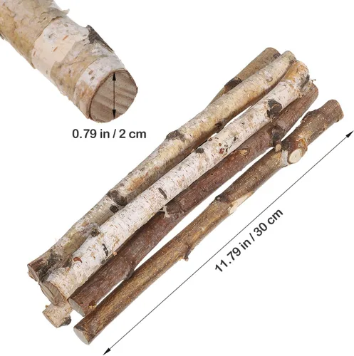 Vista 5 de 6 troncos de abedul para manualidades, palitos de madera de 11.79 pulgadas, ramitas naturales para decoración del hogar, arreglos florales