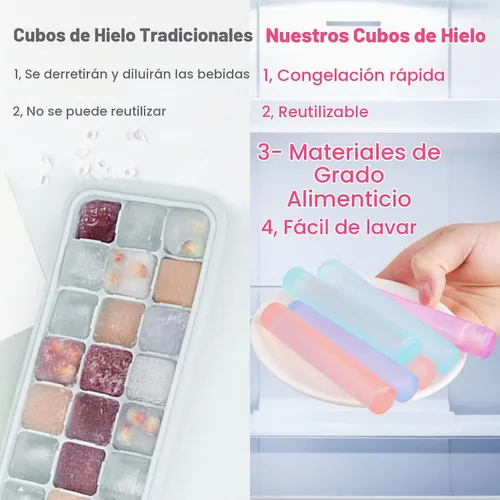 Vista 3 de Cubos de hielo reutilizables para bebidas, azul y transparente