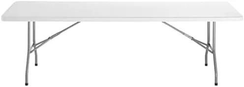 Vista 2 de PRO&Family 2 Pack! 96" x 30" White Plastic Folding Table. Folding Desk Bar Table Coffee Table Folding Camping Table Outdoor Bar Portable Table