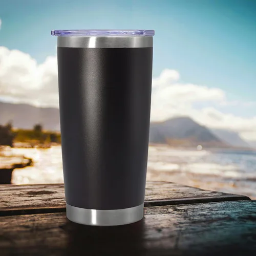 Vista 8 de Vaso de viaje de café de 20 onzas a granel con tapa, acero inoxidable de doble pared aislada al vacío, tazas con recubrimiento en polvo que se