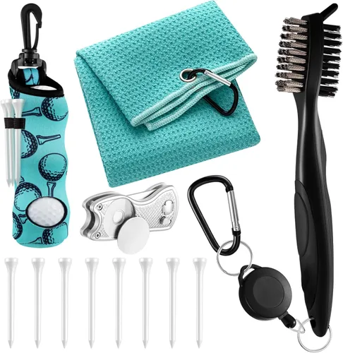 Vista 27 de Liliful Kit de Accesorios de Golf de 12 Piezas, Incluye Bolsa para Pelotas de Golf con Gancho, Toalla, Tees, Marcador de Pelota Magnético