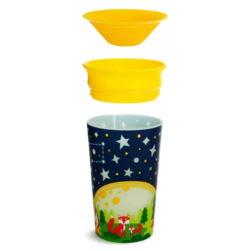 Vista 5 de Munchkin Miracle - Vaso para beber de 360 grados que brilla en la oscuridad, 9 onzas, color amarillo
