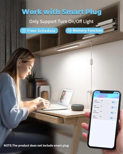 Vista 5 de ASOKO Luz de escritorio enchufable, luces LED de banco de trabajo de 16 pulgadas con súper brillo de 700 lúmenes y función de memoria inteligente, 3