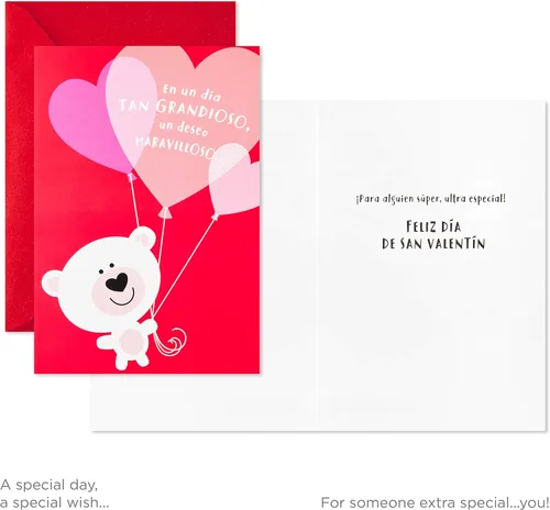 Vista 5 de Hallmark Vida - Surtido de tarjetas españolas para el día de San Valentín para niños, 8 tarjetas del día de San Valentín con sobres