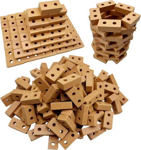 Woohome 200 piezas de mini ladrillos pequeños para paisajismo, ladrillos en miniatura, ladrillos pequeños para manualidades (2 agujeros mini rojo)