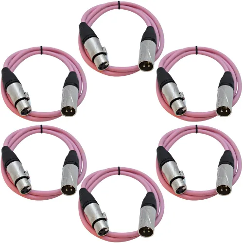Vista 66 de Seismic Audio SAXLX-2Brown-Paquete de 6 cables de conexión XLR de 2 pies marrones - Cables de micrófono - Cables XLR macho a hembra - 2 pies