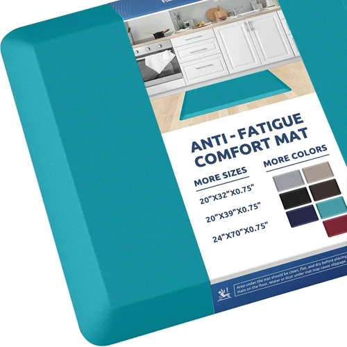 Vista 26 de KitchenClouds Alfombra de cocina acolchada anti fatiga, 17.3 x 60 pulgadas, impermeable, antideslizante, tapete de escritorio cómodo, para cocina