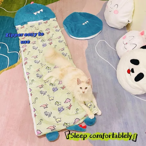 Vista 4 de Saco de dormir de dinosaurio para niños, bolsas de animales, saco de dormir, cómodo, acogedor, compacto, para todas las estaciones, saco de dormir
