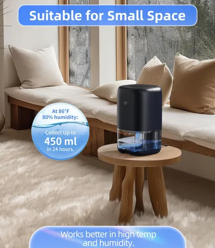 Vista 3 de TABYIK Deshumidificador, deshumidificadores pequeños de 35 onzas para habitación del hogar, silencioso con apagado automático, deshumidificadores