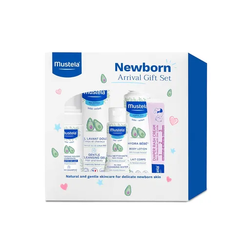 Mustela Set de regalo para recién nacidos, productos esenciales para el cuidado de la piel y el baño para bebés, natural y a base de plantas, juego