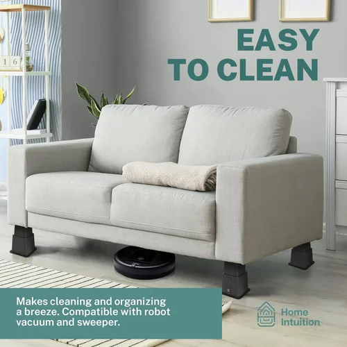 Vista 3 de Home Intuition Elevadores de cama ajustables resistentes de 3, 5 u 8 pulgadas, paquete de 4 (negro con USB)