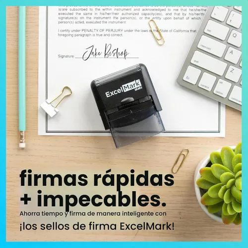 Vista 4 de ExcelMark Sello de firma personalizado, autoentintado, mediano