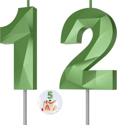 Vista 142 de Velas de cumpleaños con números (0 velas negras), forma de diamante 3D, decoración de pastel de feliz cumpleaños para niños y hombres, cumpleaños