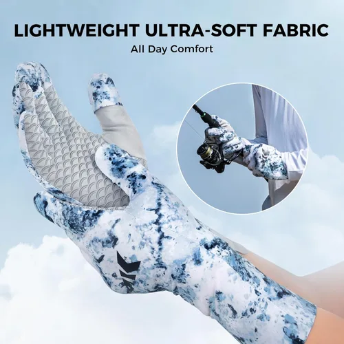 Vista 3 de KastKing La Sal Pro - Guantes de pesca de dedo completo, protección solar UPF 50+ con diseño convertible, microfibra ultraligera, comodidad ultra