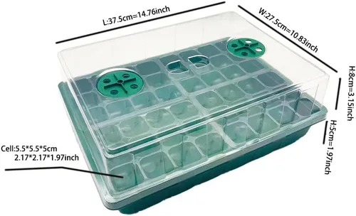 Vista 5 de 6 juegos de bandejas de germinación de plantas (total 144 celdas) de 2.17 x 1.97 pulgadas, bandeja de plántulas de 24 celdas con cúpula para tomate