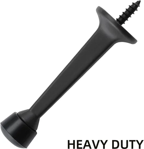 Vista 6 de HOME MASTER HARDWARE Topes de Puerta Rígidos Sólidos de Servicio Pesado de 3", Negro Mate, Paquete de 2 con Puntas de Plástico - Topes de Puerta