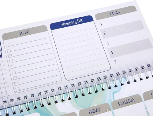 Vista 7 de Paper Junkie Undated Weekly Planner - 11.7 x 4.1 In, Green, Spiral Bound, 52 Undated Sheets - Calendar & To Do List Notepad - Desk Planner for