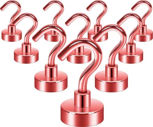 Vista 13 de Neosmuk Magnetic Hooks, 10 kg High Performance Earth Magnets with Hooks, Extra Strong Cruise Hook for Hanging (Pistol Black, Pack of 10)