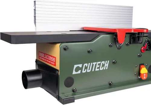 Vista 4 de Cutech 40160HB Cepilladora de Mesa con Cabezal de Corte en Espiral de 6 Pulgadas con Mesas de Aluminio Recubiertas de Teflón, 12 Insertos TC, Guía