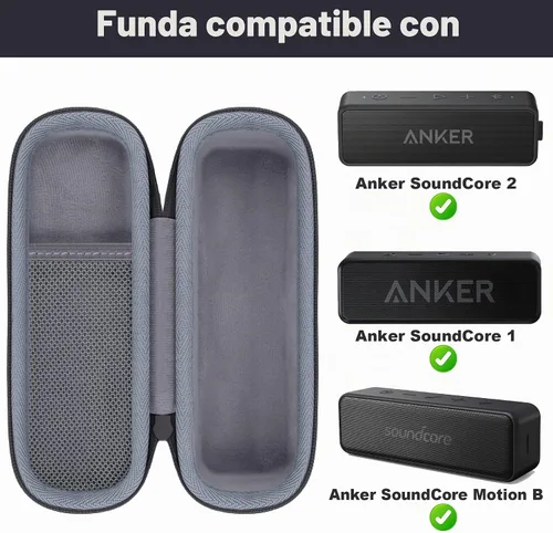 Vista 2 de co2CREA Anker SoundCore A3102 AK-A3102011 bocina portátil Bluetooth para exteriores con bolsa de transporte resistente Negro Estuche negro