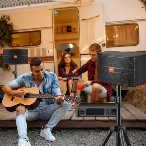 Vista 5 de Par de altavoces pasivos de 8 pulgadas, altavoces de karaoke de 3 vías de potencia máxima de 800 W, 6 ohmios con carcasa de MDF y soportes de pared