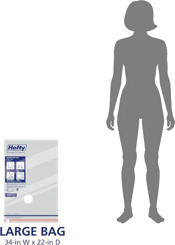 Vista 5 de Hefty Bolsas al vacío para ropa, paquete de 4, bolsas grandes de almacenamiento al vacío que ahorran espacio (34 x 22 pulgadas), sello de compresión