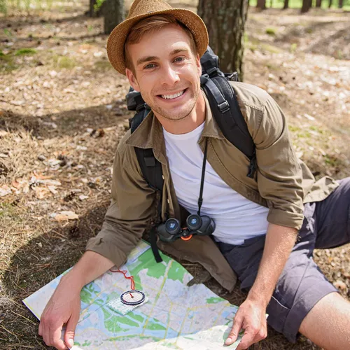 Vista 5 de BBTO 9 piezas de brújula orientación senderismo, mochilero, camping, brújula, lectura, al aire libre, brújula impermeable para Scout, hombres