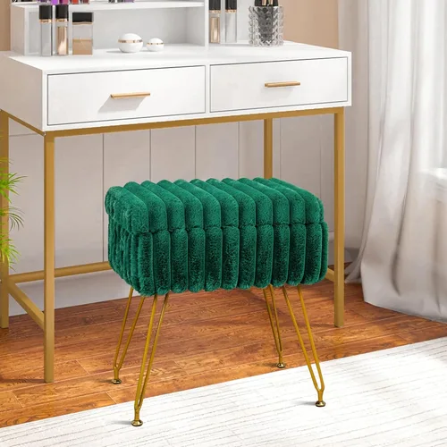 Vista 13 de xuperbonus Taburete de tocador de piel sintética negra con otomana de almacenamiento, silla de tocador para sala de maquillaje, taburetes de tocador