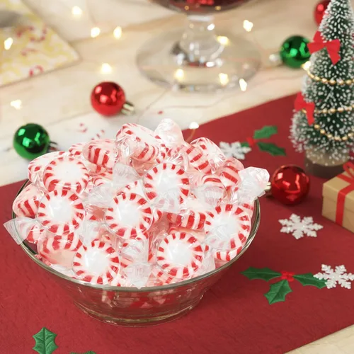 Vista 3 de Caramelos de menta Starlight a granel – 5 libras envueltos individualmente discos de menta duros de menta de Navidad para fiestas de vacaciones
