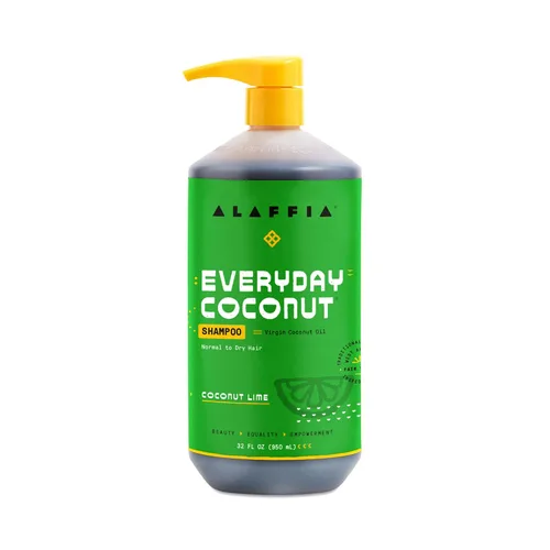 Vista 9 de Alaffia Shampoo, EveryDay Coconut Paquete de 2 – Champú de coco puro con extractos de coco, jengibre y café para aclarar el cabello normal a seco