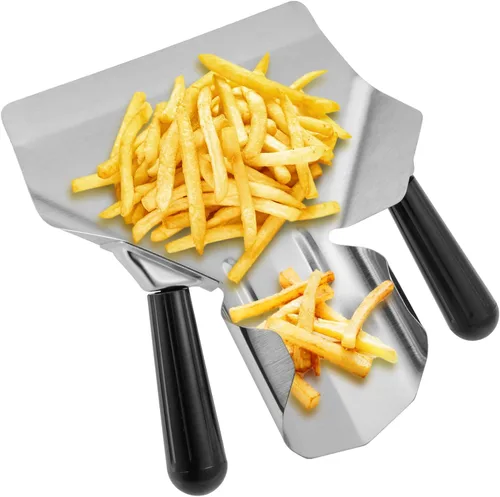 Vista 6 de JEUIHAU 2 cucharas de acero inoxidable para papas fritas de doble mango, bolsa comercial de acero inoxidable para palomitas de maíz, papas fritas