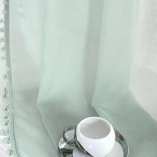 Vista 7 de MISS SELECTEX Cortinas semitransparentes con aspecto de lino y borlas de pompones - Cortinas de gasa semitransparentes con bolsillo para varilla