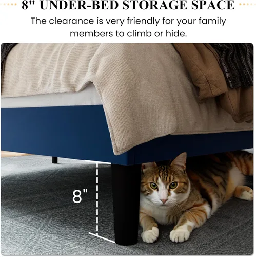 Vista 54 de SHA CERLIN Base de cama de terciopelo tamaño King con cabecera capitoné de canal vertical, plataforma tapizada con listones de madera, no necesita