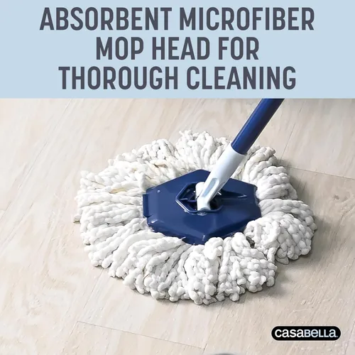 Vista 8 de Sistema de trapeador giratorio Casabella con recambio de cabezal de trapeador extra - Diseño de dos cubos con protector contra salpicaduras, taza