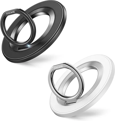 Vista 32 de SYNCWIRE - Soporte magnético con aro para MagSafe, rotación de 360 grados, agarre y soporte para teléfono, aro para dedo, doble imán, compatible