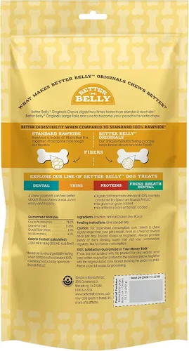 Vista 6 de Better Belly Rollos de cuero crudo de hígado de pollo altamente digeribles rollos de cuero crudo grandes (20 unidades + 3 unidades)